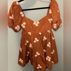 Altar’d State Davingly Mini Daisy Rust Colored Dress
